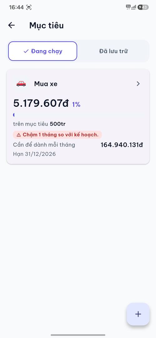 Danh sách mục tiêu tiết kiệm